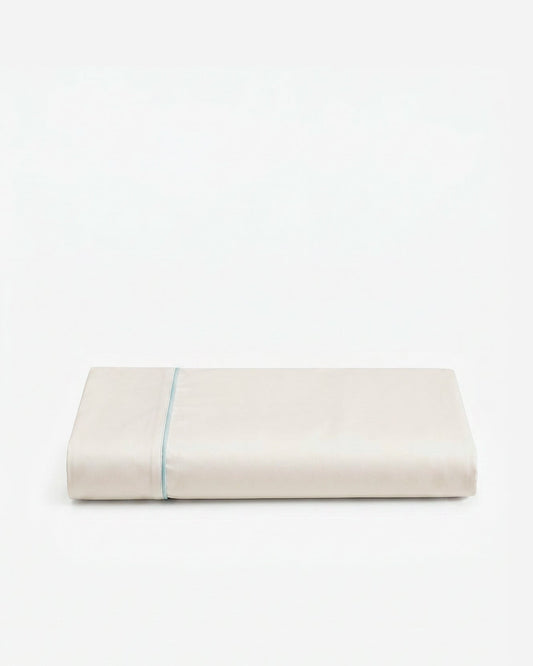 Rimini Cotton Sateen Top Sheet with Piping - Coastal Luxury Bedding, Beach House Bedroom Decor