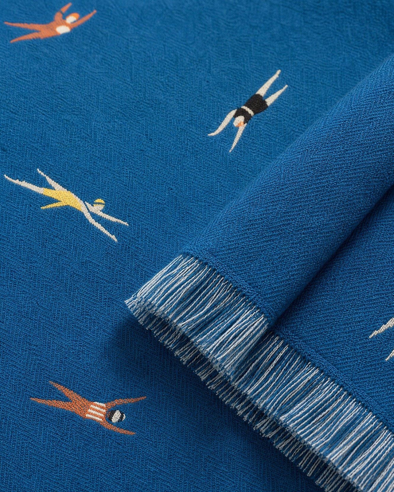 Riviera Lightweight Beach Blanket - Coastal Cotton Swimmer Print Blanket, Beach House Outdoor Entertaining