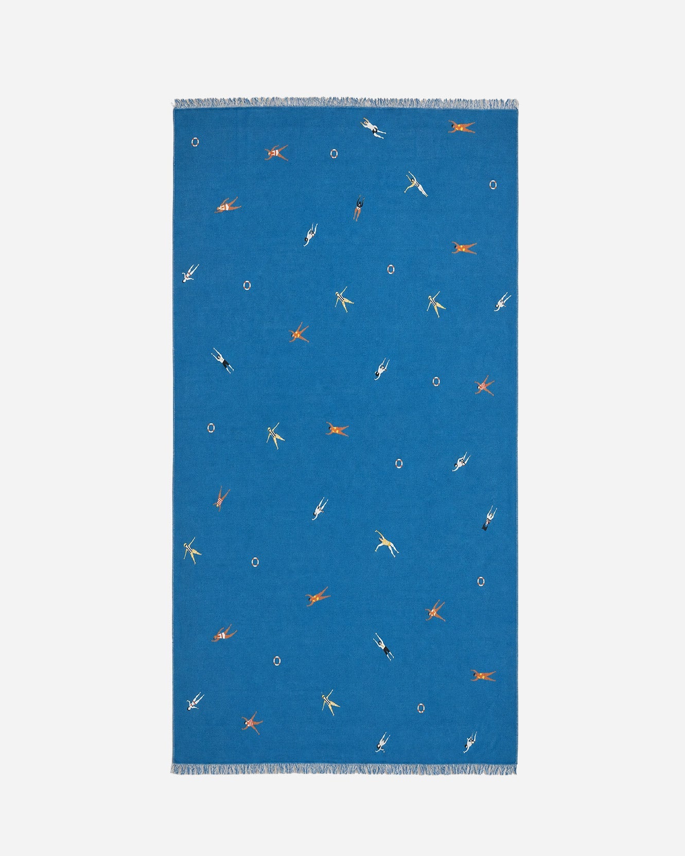 Riviera Lightweight Beach Blanket - Coastal Cotton Swimmer Print Blanket, Beach House Outdoor Entertaining
