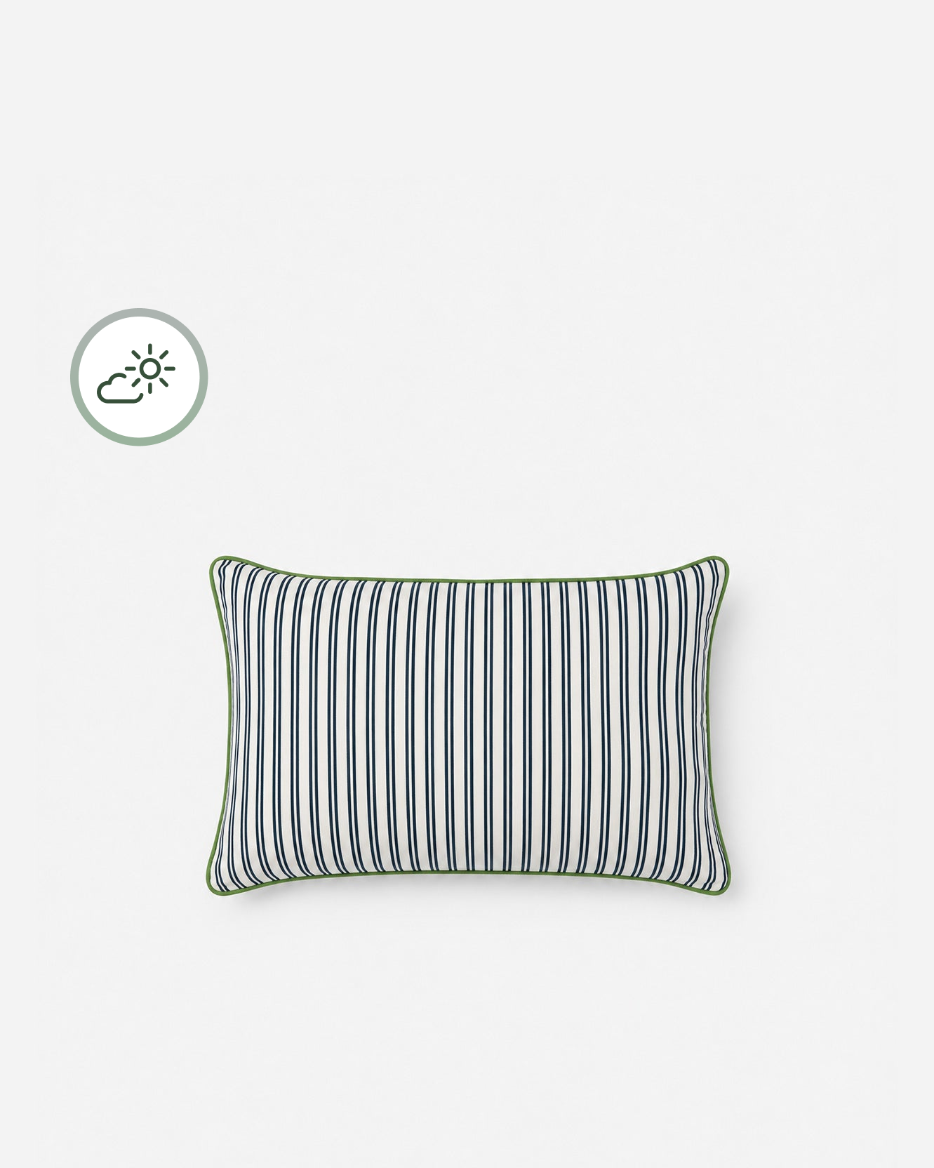 Striped Outdoor Small Lumbar Pillow - Coastal Water-Resistant Patio Pillow, Beach House Outdoor Decor