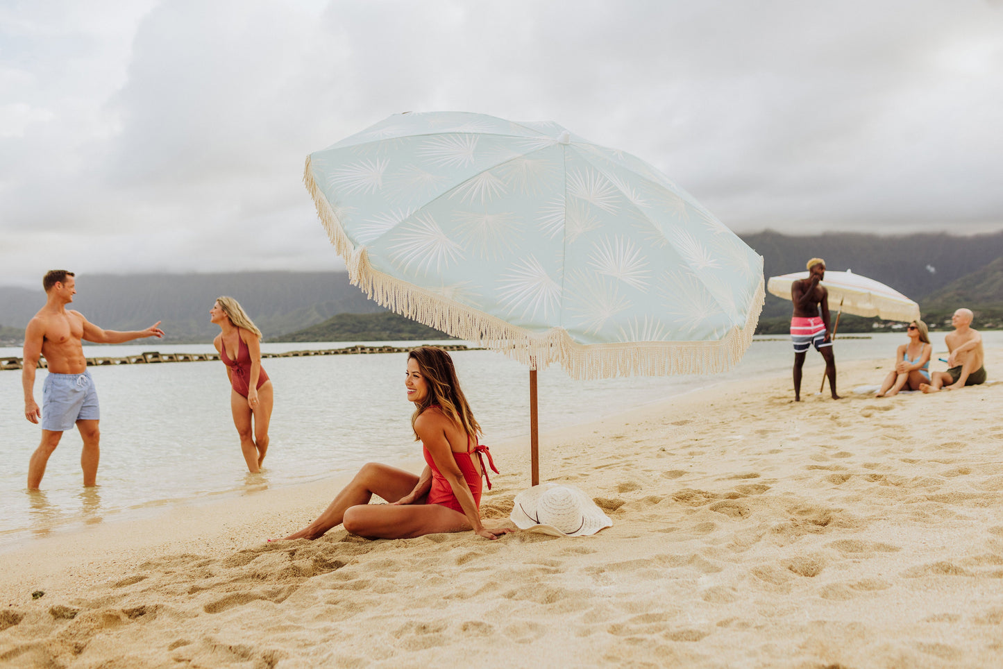 Summerland 6.5 ft. Portable Beach Umbrella - Coastal UV 50+ Sun Shade, Beach House Outdoor Entertaining