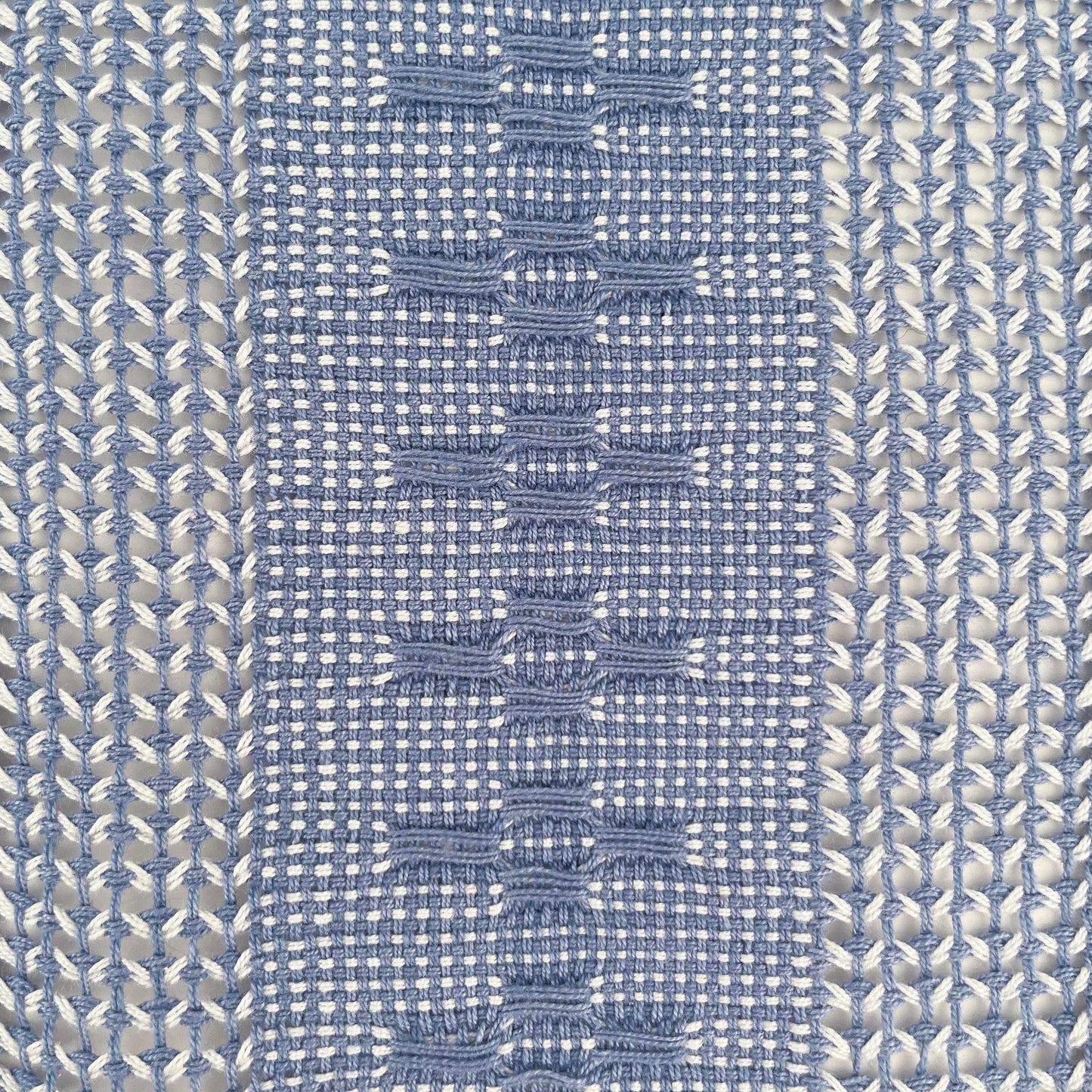 close up of blue table runner