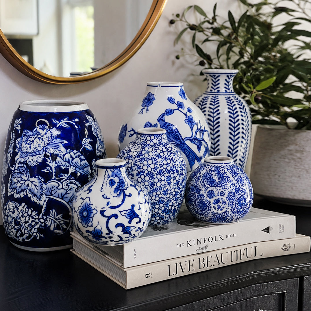 Samira Blue & White Chinoiserie Vases