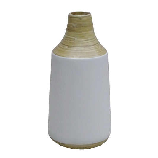 white and bamboo tall vase