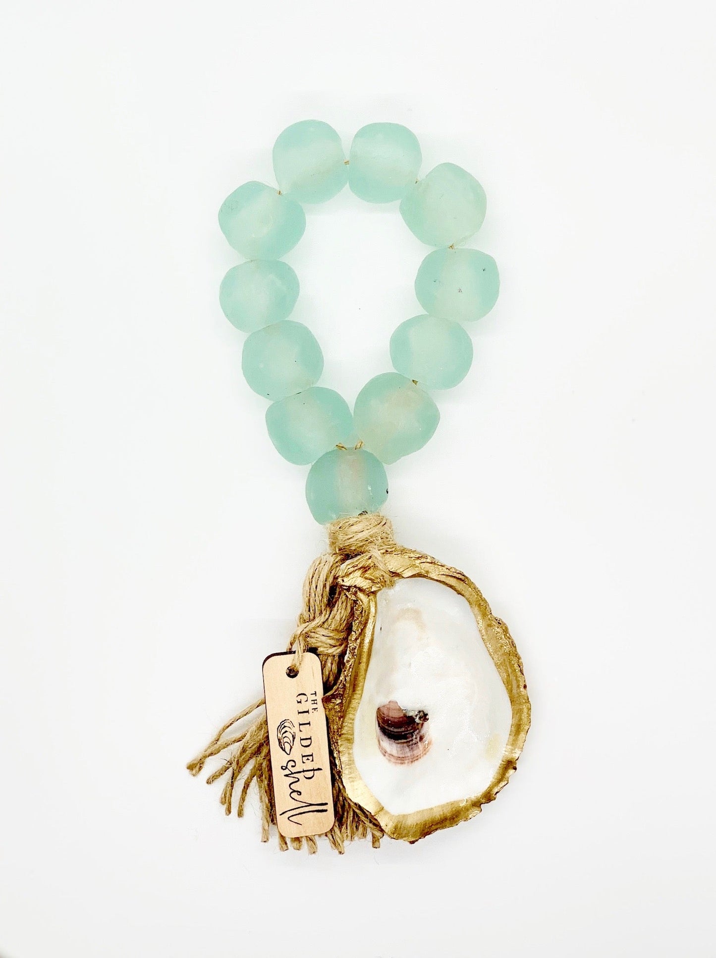 The Closed Coastline Sea Glass Bead Strand - Coastal Handcrafted Home Decor, Beach House Accent