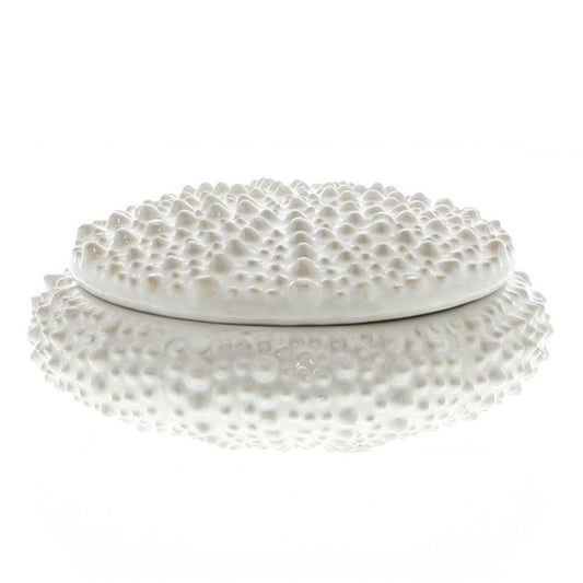 white ceramic sea urchin box