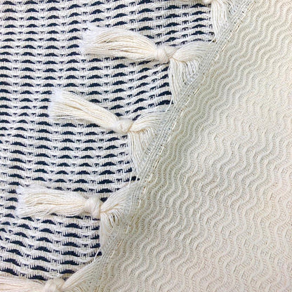Coastal Throw Blanket - Plush Wavy Turkish Throw, Beach House Bedroom Decor