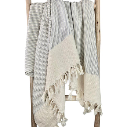 Coastal Throw Blanket - Plush Wavy Turkish Throw, Beach House Bedroom Decor