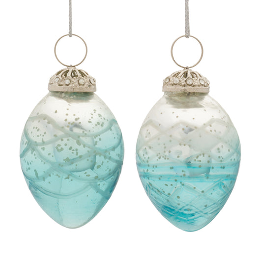 blue and silver glass christmas ornaments