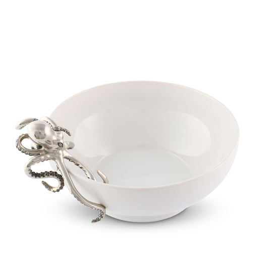 Octopus Stoneware Bowl Large - Coastal Nautical Serving Bowl, Beach House Tableware