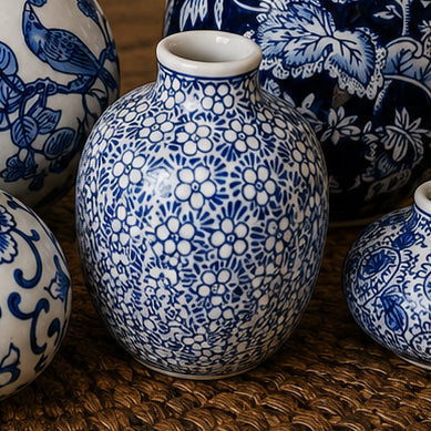 Samira Blue & White Chinoiserie Vases