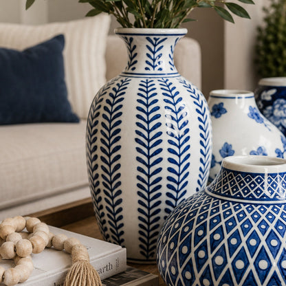 Samira Blue & White Chinoiserie Vases