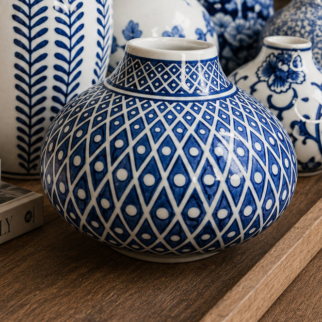 Samira Blue & White Chinoiserie Vases