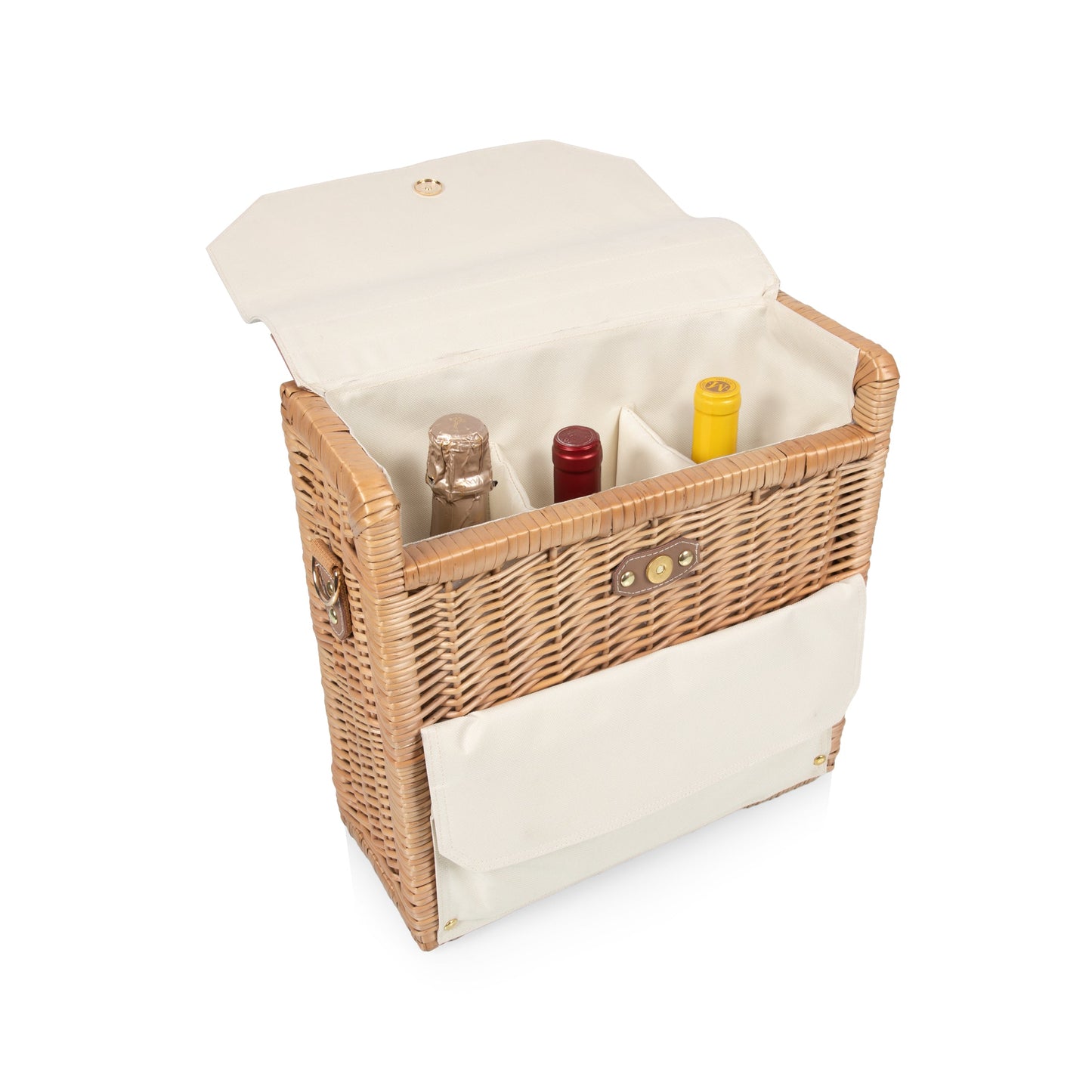 Corsica Grande 3-Bottle Wine & Cheese Basket Backpack - Coastal Picnic Tote, Beach House Entertaining Gift