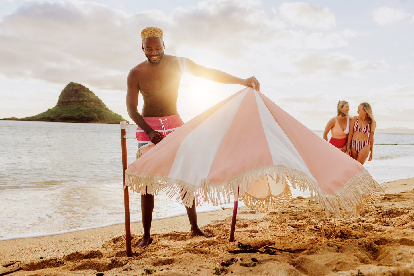 Summerland 6.5 ft. Portable Beach Umbrella - Coastal UV 50+ Sun Shade, Beach House Outdoor Entertaining