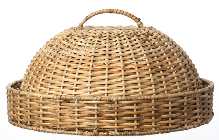 round wicker cloche with dome top