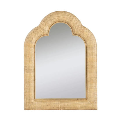 a mirror that is made of wood and wicker