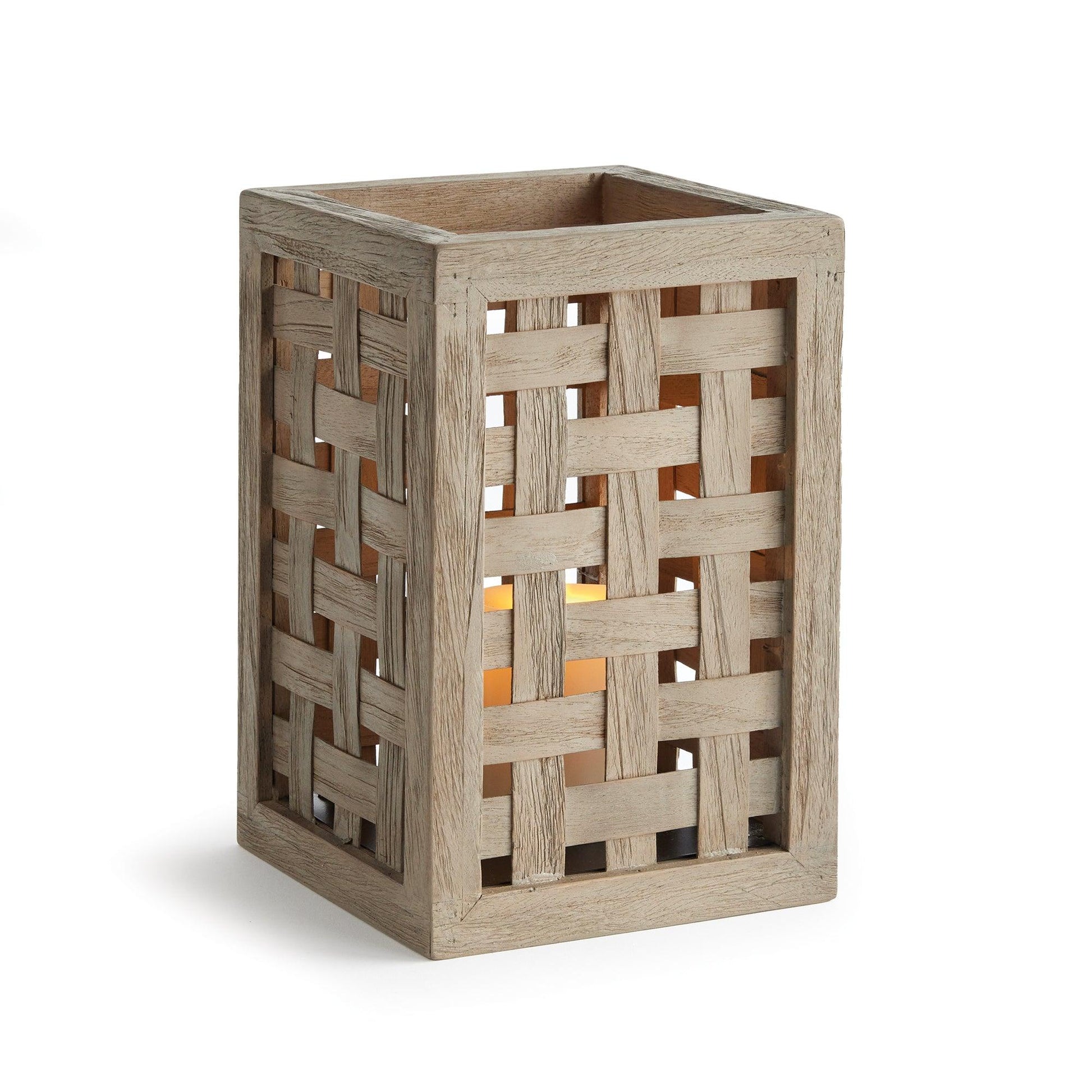 light brown teak wood lantern