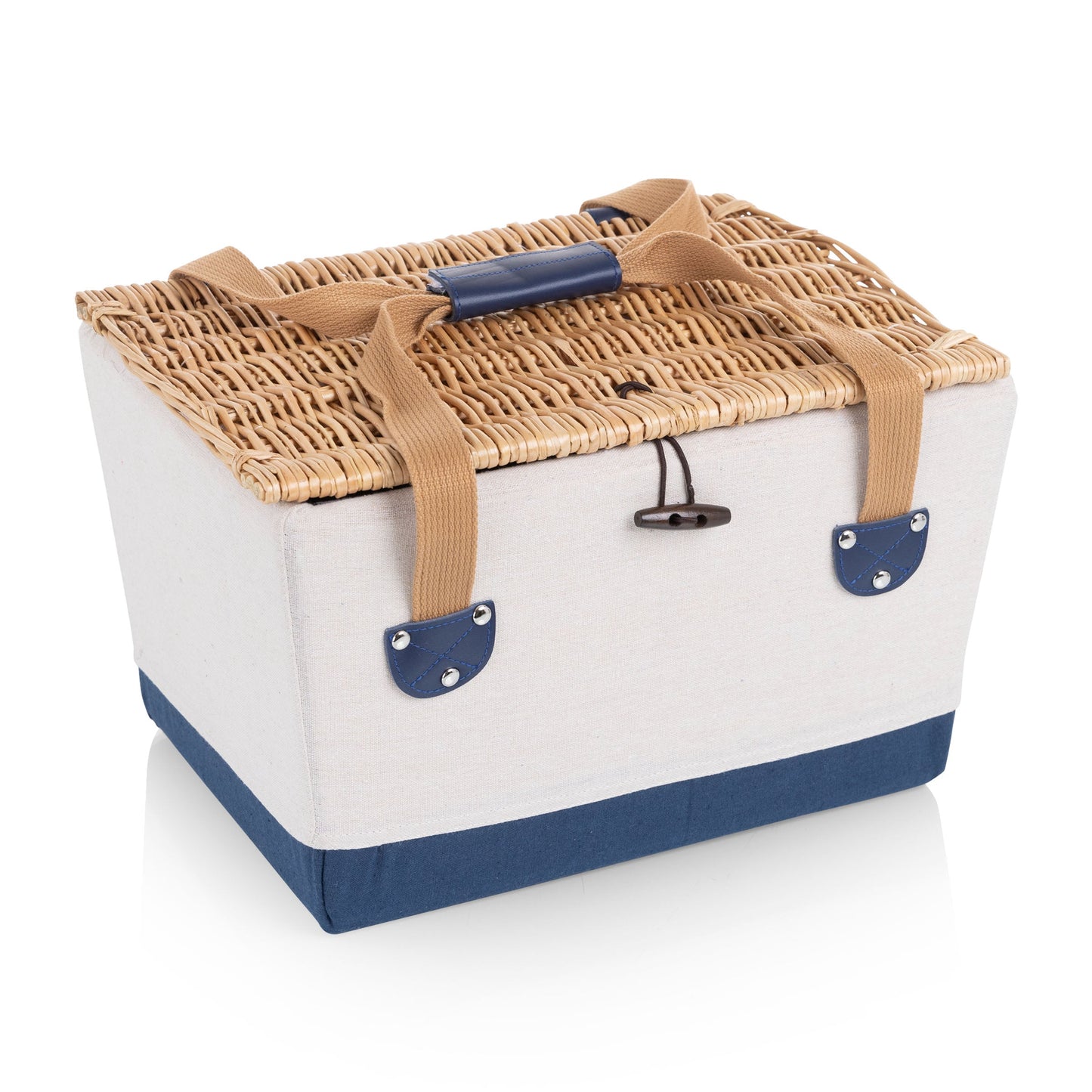 Boardwalk Picnic Basket for 2 - Coastal Handwoven Wine & Cheese Set, Beach House Romantic Gift