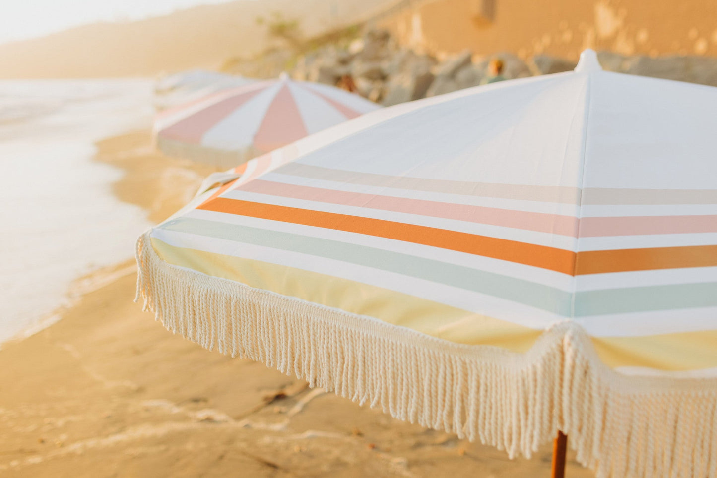 Summerland 6.5 ft. Portable Beach Umbrella - Coastal UV 50+ Sun Shade, Beach House Outdoor Entertaining