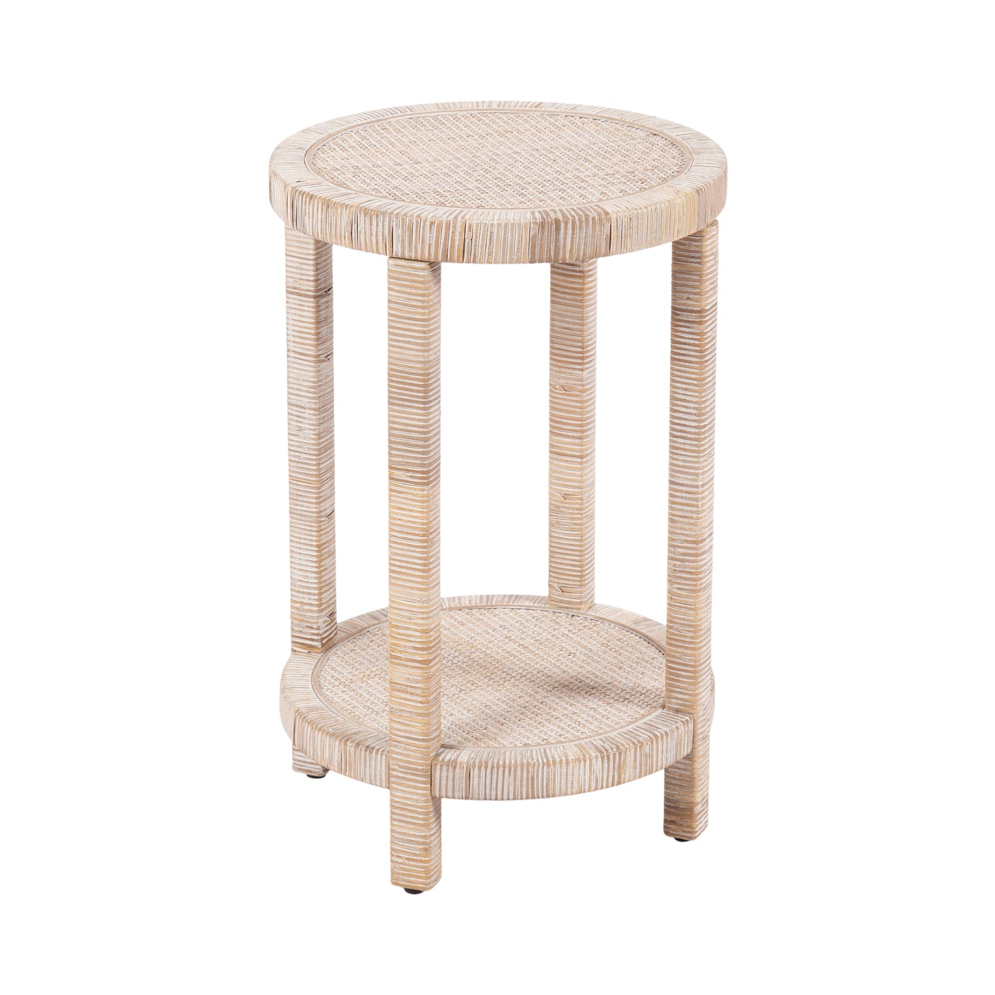Rafina Round Table - Coastal Natural Rattan Side Table, Beach House Furniture